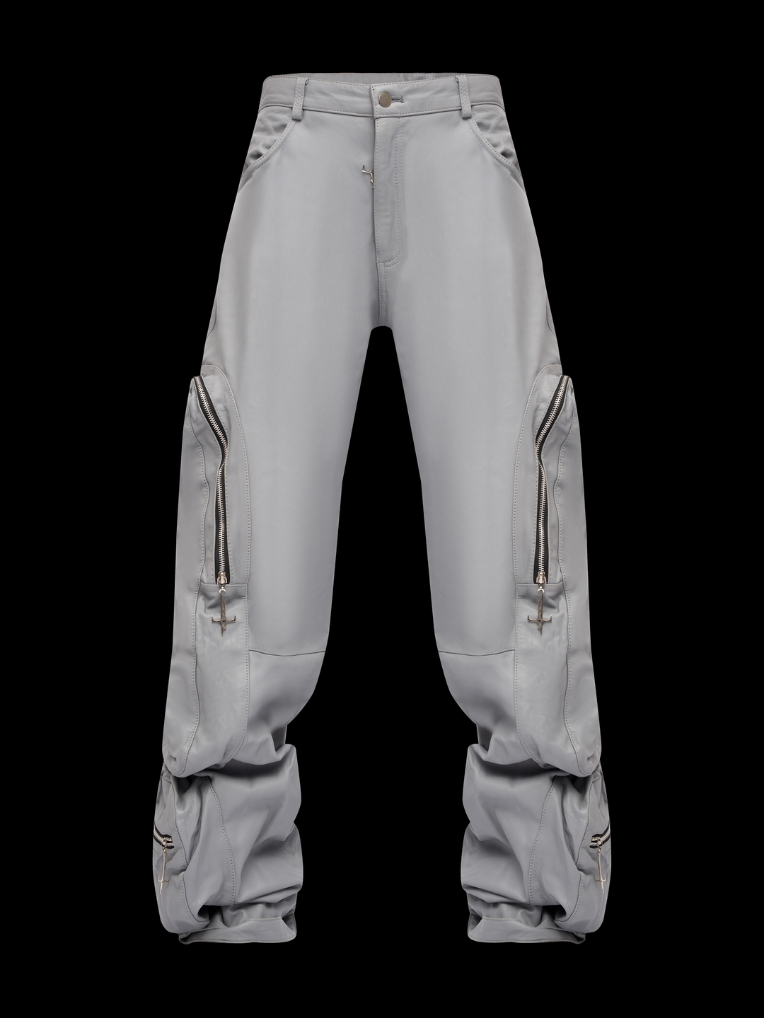 Grey Tasche Leather Pants